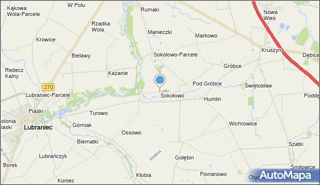 mapa Sokołowo, Sokołowo gmina Brześć Kujawski na mapie Targeo